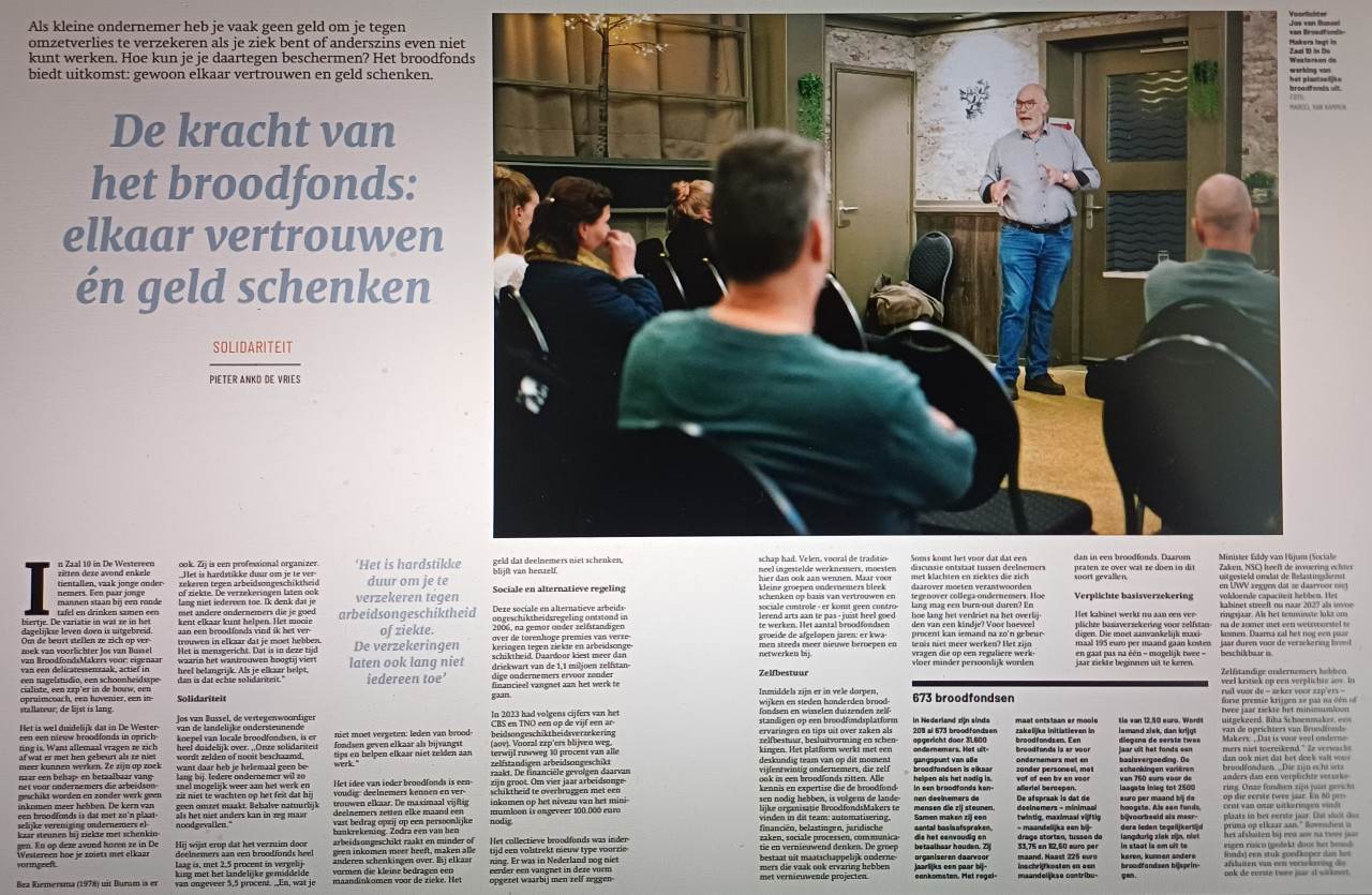 Friesch Dagblad, De kracht van het Broodfonds: Elkaar vertrouwen en geld schenken 